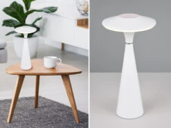 Reality Leuchten Akku LED Tischleuchte TORREZ Dimmbar, Für Innen & Außen, Weiß Höhe 28cm