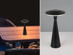 Reality Leuchten Akku LED Tischleuchte TORREZ Dimmbar, Für Innen & Außen, Schwarz Höhe 28cm