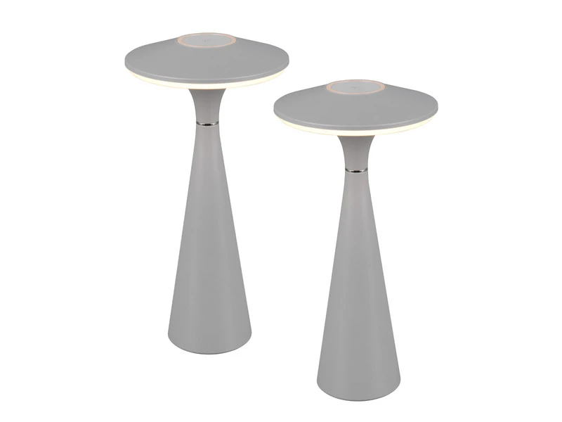 MeineWunschleuchte Akku LED Tischleuchten 2er SET Dimmbar, Für Innen & Außen, Grau Höhe 28cm – Bild 2