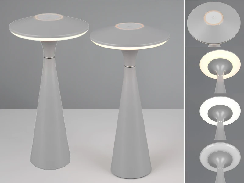 MeineWunschleuchte Akku LED Tischleuchten 2er SET Dimmbar, Für Innen & Außen, Grau Höhe 28cm – Bild 3