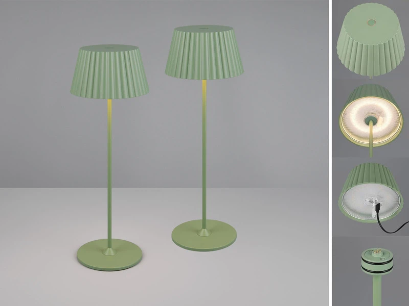 MeineWunschleuchte Akku LED Tischleuchten 2er SET Kabellos Für Innen & Außen, Grün - Höhe 39cm – Bild 3