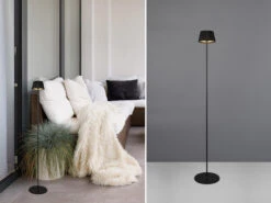 Reality Leuchten Akku Stehlampe SUAREZ Für Outdoor Kabellos In Schwarz, Klein 123cm