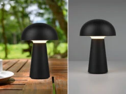 Reality Leuchten Akku Tischleuchte LENNON Ohne Kabel Per USB Ladbar & Dimmbar, Schwarz, H. 21cm