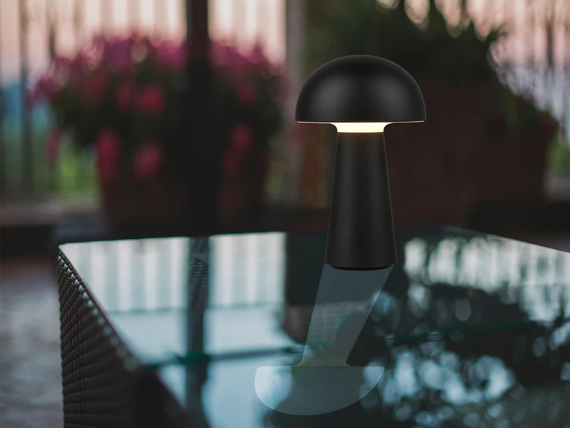 Reality Leuchten Akku Tischleuchte LENNON Ohne Kabel Per USB Ladbar & Dimmbar, Schwarz, H. 21cm – Bild 5