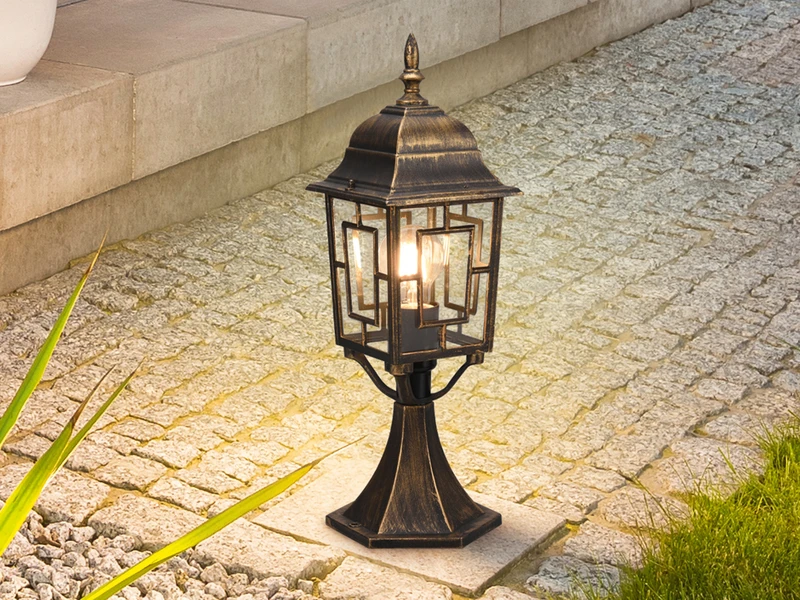 Trio Leuchten Antike Sockelleuchte VOLTURNO Aus Aluminium Rostoptik, Höhe 47cm