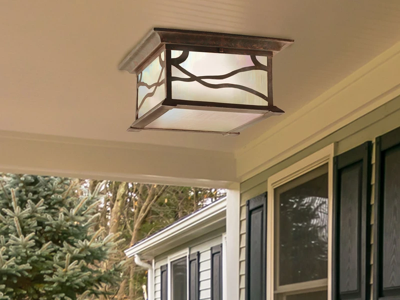 KICHLER Ausgefallene Außendeckenleuchte MORRIS Im Antiken Design, Ø30cm – Bild 5