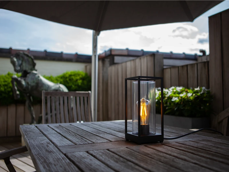 Lutec Außen Tischleuchte FLAIR Laterne In Schwarz Mit Glas Höhe 27,2 Cm – Bild 6