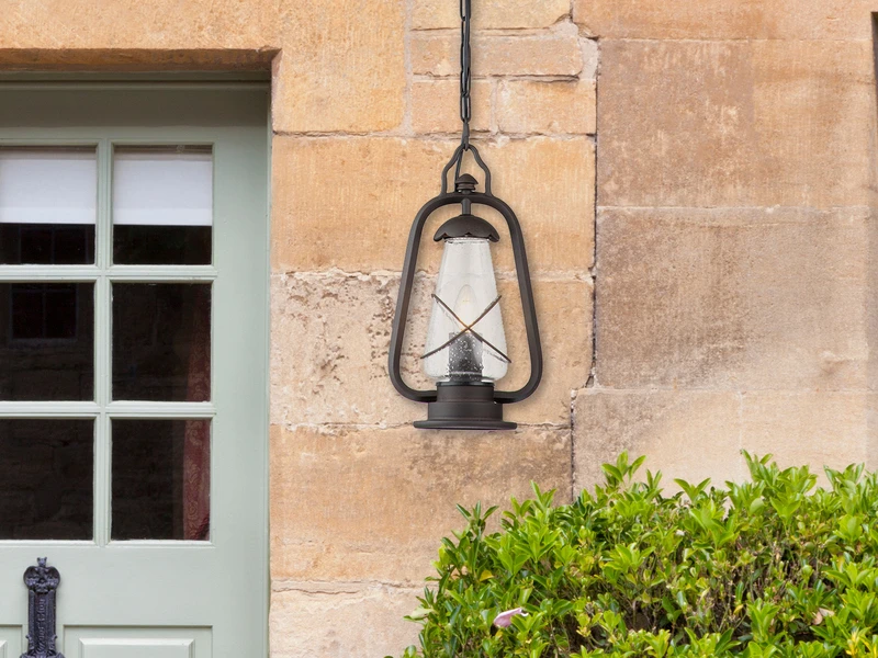 Elstead Lighting Außenhängeleuchte MINERS In Antiker Laternenoptik, Breite 20cm