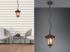 MeineWunschleuchte Außenhängeleuchte PIENZA Laterne Aluminium In Rostoptik, Höhe 83cm