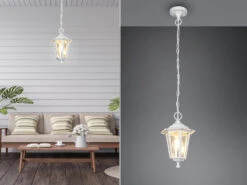 MeineWunschleuchte Außenhängeleuchte PIENZA Laterne Aluminium In Weiß, Höhe 83cm