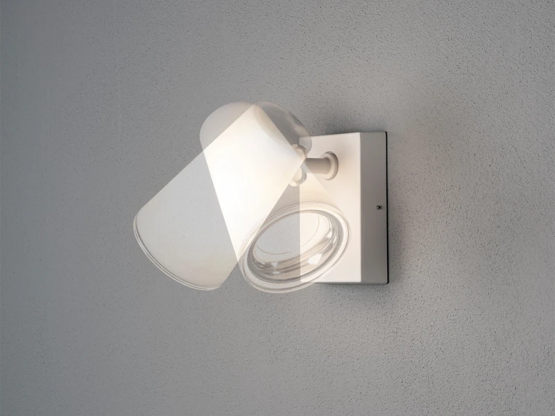 Konstsmide Außenwandleuchte Downlight FANO Weiß Mit Schwenkbarem Kopf Höhe 21,5cm IP54 E27 – Bild 4