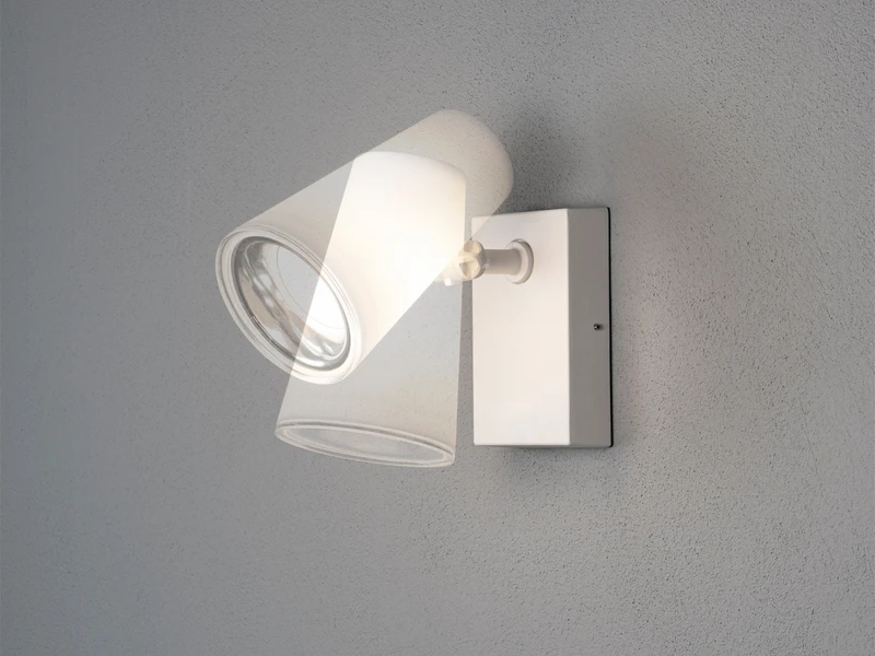 Konstsmide Außenwandleuchte Downlight FANO Weiß Mit Schwenkbarem Kopf Höhe 21,5cm IP54 E27 – Bild 5