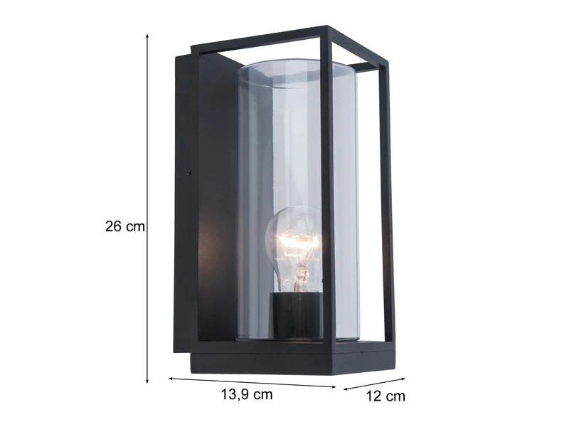Lutec Außenwandleuchte FLAIR Laterne Schwarz Mit Glas, Höhe 26 Cm – Bild 4