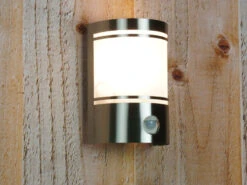 Ranex Außenwandleuchte Mit Bewegungsmelder Edelstahl Silber Mit Glas, Höhe 20cm