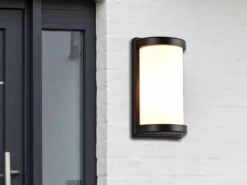 Reality Leuchten Außenwandleuchte PUELO Aluminium Schwarz & Acrylglas Weiß, Höhe 27cm