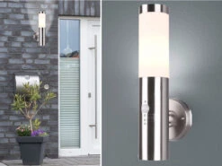 MeineWunschleuchte Außenwandleuchte RADA Mit Bewegungsmelder Edelstahl Höhe 38 Cm