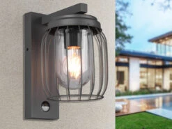 Trio Leuchten Außenwandleuchte TUELA Laterne Mit Bewegungsmelder Höhe 28cm, Anthrazit