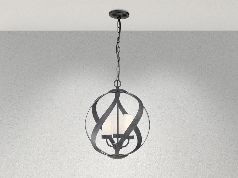 QUINTIESSE Außergewöhnliche Pendelleuchte BLACKSMITH Für Innen & Außen, 3-flammig Ø40,7cm – Bild 3