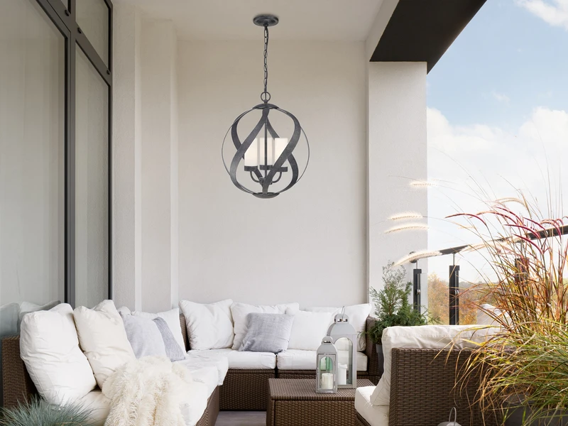 QUINTIESSE Außergewöhnliche Pendelleuchte BLACKSMITH Für Innen & Außen, 3-flammig Ø40,7cm – Bild 7