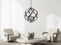 QUINTIESSE Außergewöhnliche Pendelleuchte BLACKSMITH Für Innen & Außen, 4-flammig Ø50cm