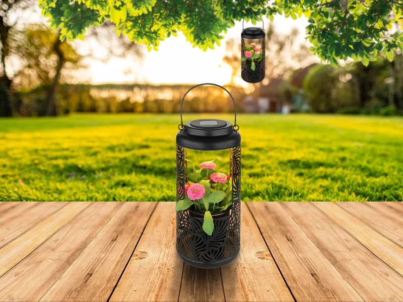 MeineWunschleuchte Außergewöhnliche Solarlaternen Hängend Oder Stehend Mit Blumentopf, Höhe 41cm – Bild 7