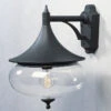 Konstsmide Dekorative Außenwandleuchte LIBRA, Alu Schwarz / Glas Klar, Beleuchtung Haus