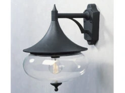 Konstsmide Dekorative Außenwandleuchte LIBRA, Alu Schwarz / Glas Klar, Beleuchtung Haus