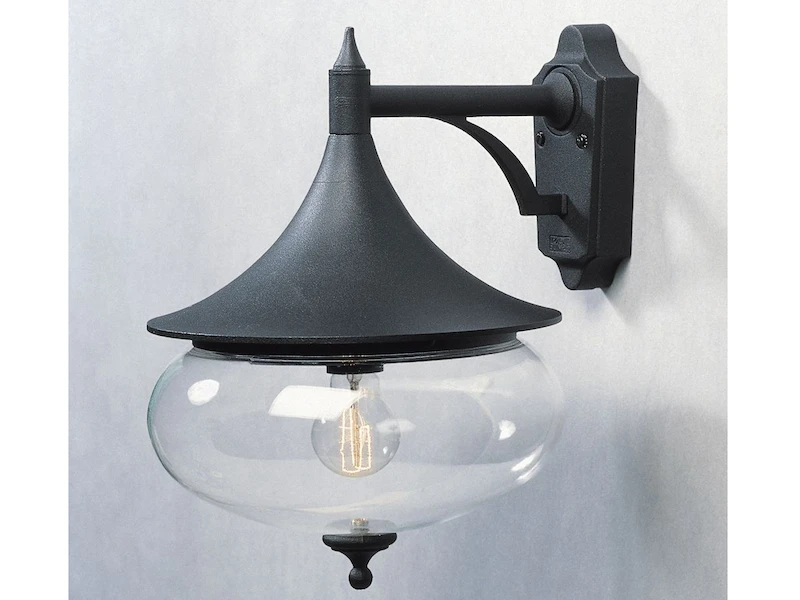 Konstsmide Dekorative Außenwandleuchte LIBRA, Alu Schwarz / Glas Klar, Beleuchtung Haus