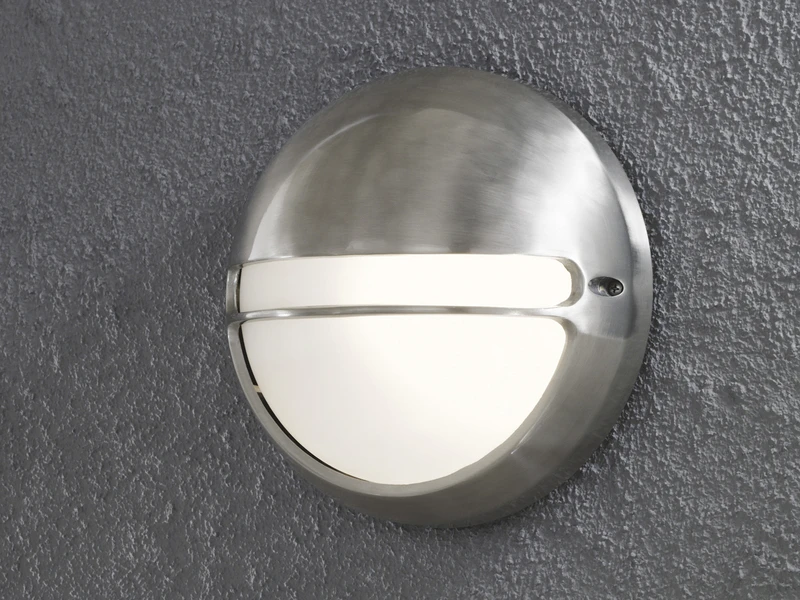 Konstsmide Dimmbare Außenwandleuchte TORINO Aluminium / Acrylglas Opal, Ø 26cm