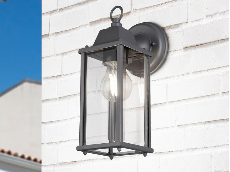 MeineWunschleuchte Eckige LED AuĂenwandleuchte Laterne In Anthrazit - Fassadenbeleuchtung