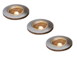 Konstsmide Erweiterungs 3er SET Mini Bodeneinbauspots Edelstahl/Glas Ø3,5cm IP44, G4