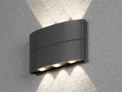 Konstsmide Flache LED Außenwandleuchte CHIERI ALU Anthrazit Up And Down Light 18,5x9,5cm