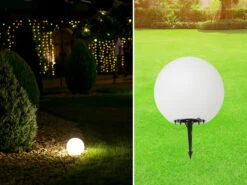 MeineWunschleuchte Garten Kugelleuchte Mit Erdspieß, 3m Kabel IP65 & Smarter LED, Ø38cm