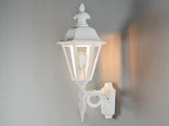 MeineWunschleuchte Große LED Außenwandleuchte Laterne Stehend, Alu Weiß, Höhe 61cm