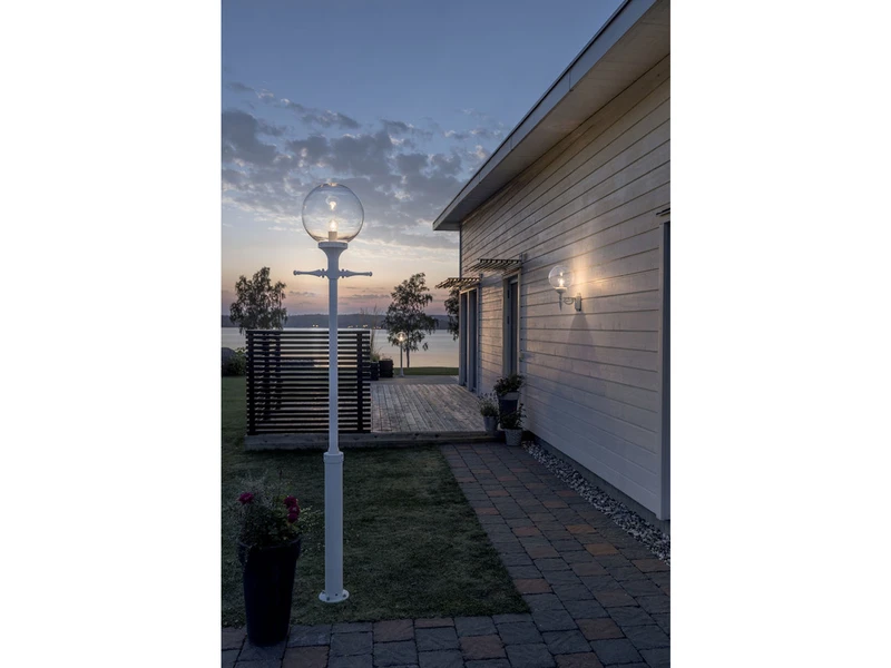MeineWunschleuchte Große LED Mastleuchte Aluminium Weiß Mit Glaskugel, Höhe 240cm – Bild 5