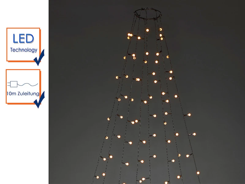 Konstsmide Hängende LED Christbaum Lichterkette 400 Bernsteinfarbene LED´s - "Baummantel" – Bild 3