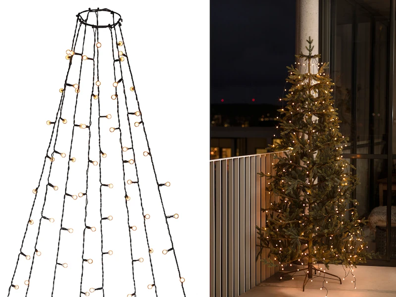 Konstsmide Hängende LED Christbaum Lichterkette 400 Bernsteinfarbene LED´s - "Baummantel"
