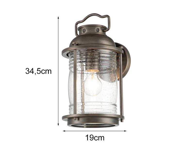 KICHLER Industrial Wandlaterne ASHLAND BAY Für Innen & Außen, Bronze Höhe 35cm – Bild 10