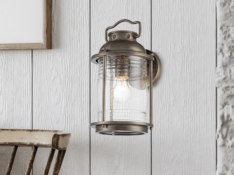 KICHLER Industrial Wandlaterne ASHLAND BAY Für Innen & Außen, Bronze Höhe 35cm