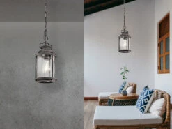 KICHLER Kleine Industrial Pendelleuchte ASHLAND BAY Für Innen & Außen, Anthrazit Ø15cm