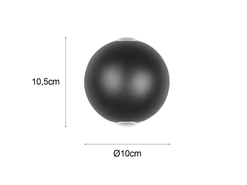 Trio Leuchten Kleine LED Außenwandleuchte AVISIO Up And Down, Kugel In Schwarz Ø 10cm – Bild 4