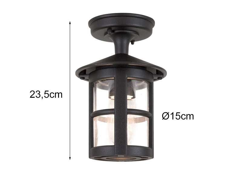 MeineWunschleuchte LED Außen Decken Laterne Aus Alu Im Landhausstil, Schwarz Höhe 23,5cm – Bild 8