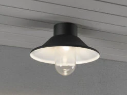 Konstsmide LED Außendeckenleuchte VEGA, Aluminium Schwarz, Dimmbar Ø 29,5cm