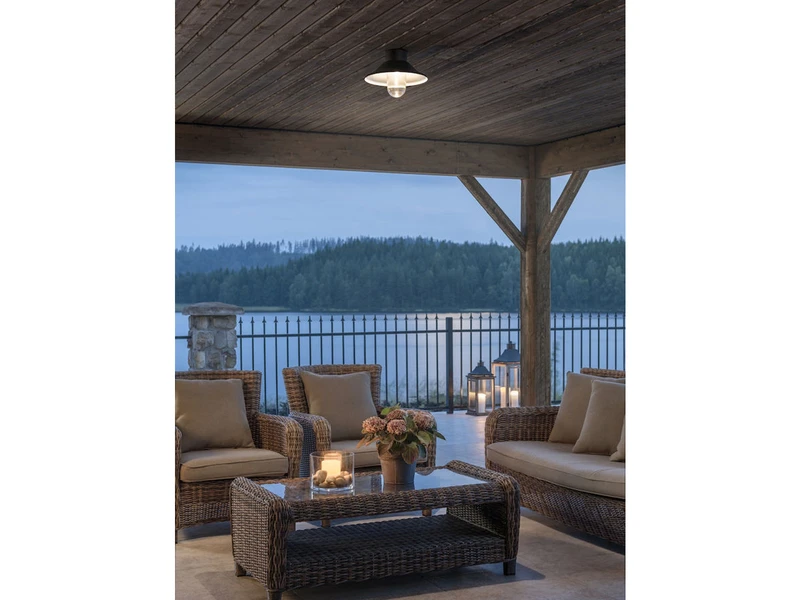 Konstsmide LED Außendeckenleuchte VEGA, Aluminium Schwarz, Dimmbar Ø 29,5cm – Bild 4