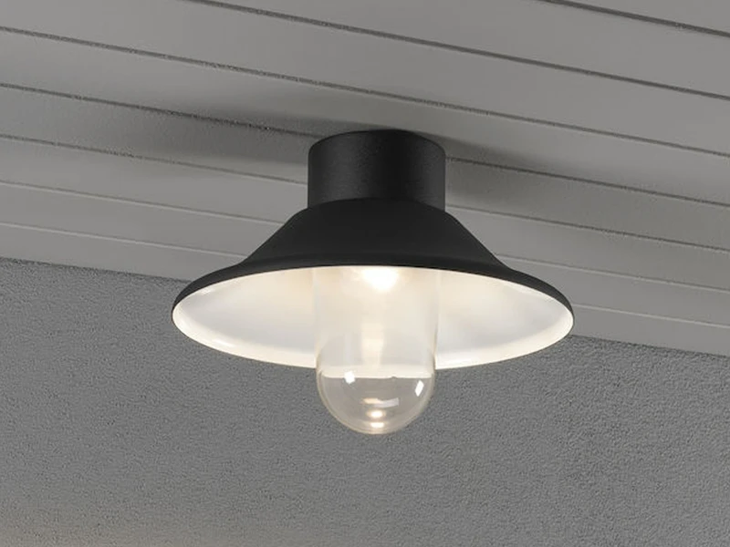 Konstsmide LED Außendeckenleuchte VEGA, Aluminium Schwarz, Dimmbar Ø 29,5cm