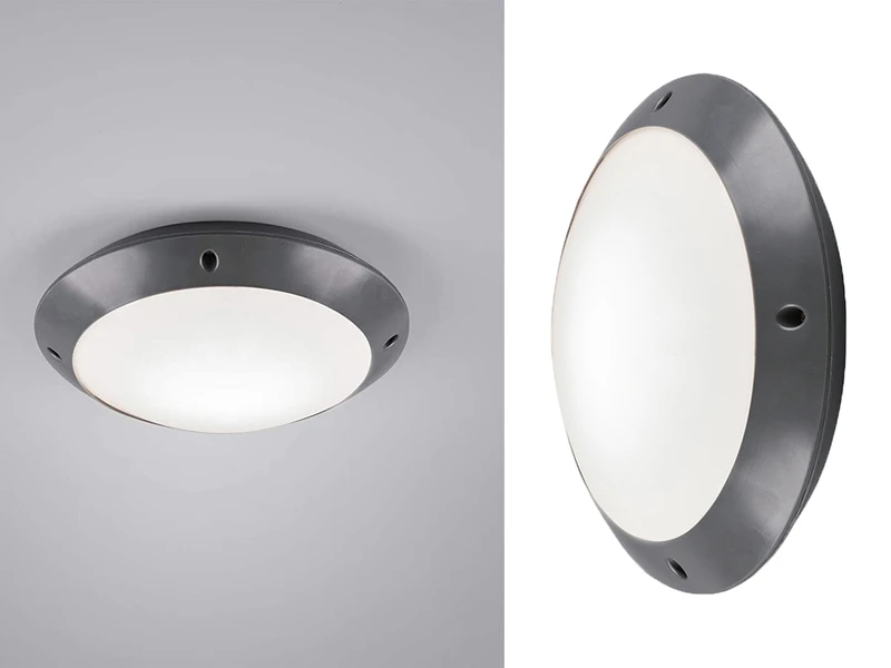 Reality Leuchten LED Außendeckenleuchte Wandlampe Rund In Anthrazit - 26 Cm