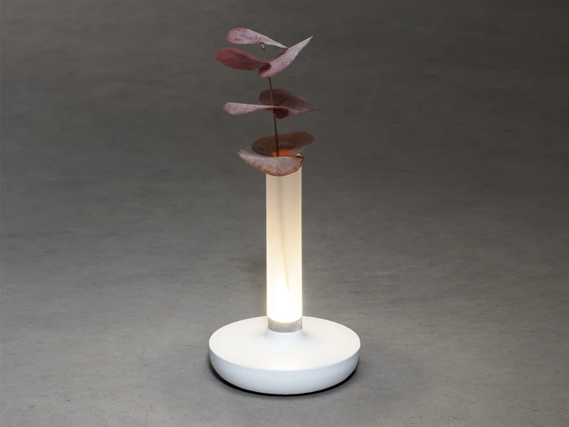 Konstsmide LED Außentischleuchte Und Blumenvase BIARRITZ Mit Akkubetrieb, Weiß Höhe 20cm – Bild 4