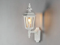 MeineWunschleuchte LED Außenwandleuchte Laterne Stehend, Alu Weiß, Höhe 48cm