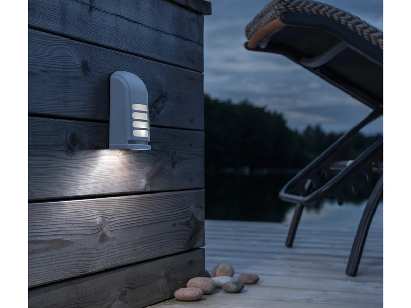 Konstsmide LED Außenwandleuchte PRATO Mit Bewegungsmelder & Batterie, Weiß, H 13cm – Bild 4