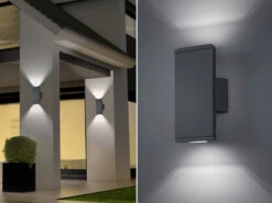 Trio Leuchten LED AuĂźenwandleuchte Up-Down Light, IP54, Anthrazit - 2er Set